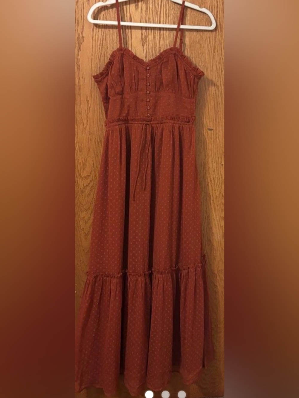 Patrons of Peace Rust Red 70s vibe Maxi Dress